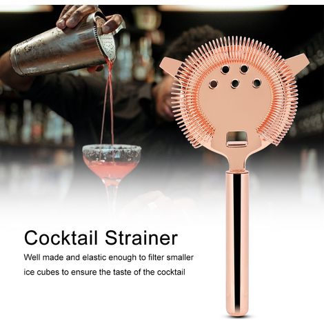Passoire à cocktails en acier inoxydable pour shaker, filtrer les boissons glacées et mélanger, idéale pour les bars, les clubs et les fêtes (or rose) (1/5)