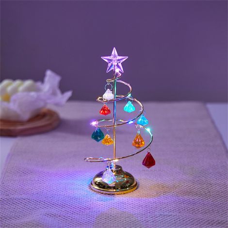 Arbre De Noël Lumineux - Lampe De Table À Fil De Cuivre - Fonctionnement Sur Piles - Design Respectueux Des Yeux - Pour Intérieur Et Extérieur - 1 Pièce (1/2)