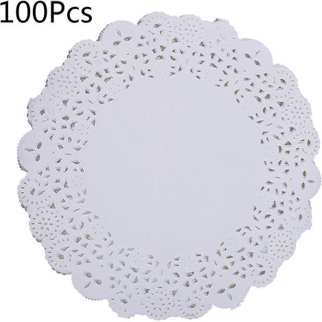 Lot de 100 dessous de verre ronds en papier dentelle, sets de table, cadeaux pour mariages et fêtes (1/5)