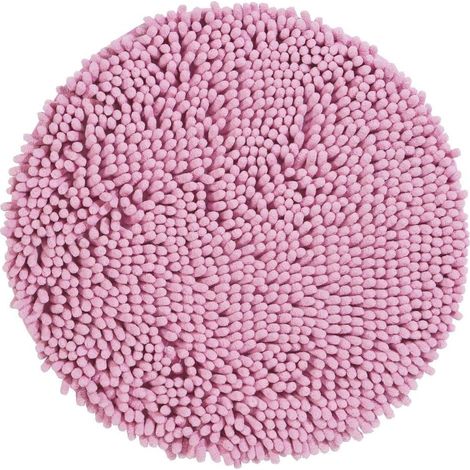 Rond Tapis de Bain Chenille Microfibre - Ø 56 cm - Rose (1/5)