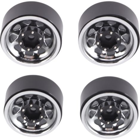 Lot de 4 jantes Beadlock à gorge profonde de 2,5 cm (1 pouce), universelles pour carrosserie de véhicules tout-terrain et voitures radiocommandées Traxxas, avec vis, couleur argent. (1/5)