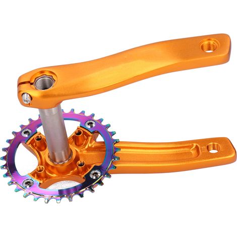 Manivelle Vélo Fixie ZK-22 34 Dents avec Pédalier et Plateau Chaîne en Alliage Doré (1/5)