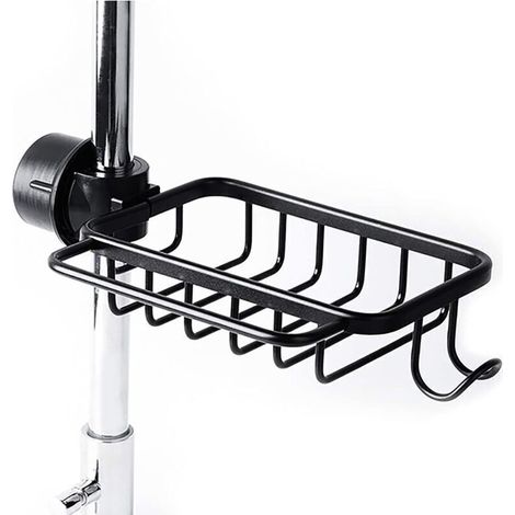 Porte-Éponge De Robinet Avec Crochet, Panier En Aluminium, Support De Rangement Pour L'Évier De Cuisine, Support De Douche, ÉtagèRe Pour Savon Ou Shampoing (Noir-Améliorée) (1/4)