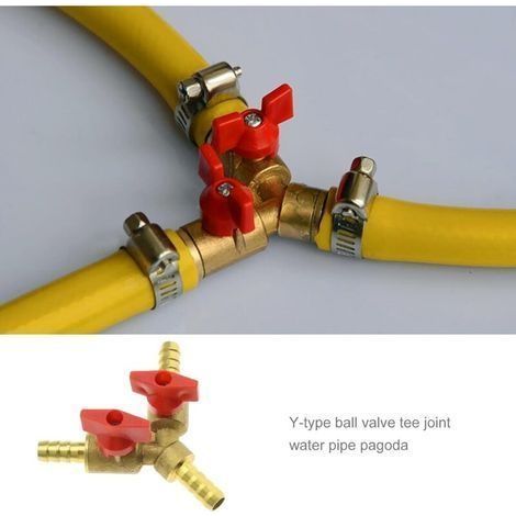 3-Wege-Schlauchverschraubung aus Messing für Öl, Kraftstoff, Wasser – 8 mm (1/4)