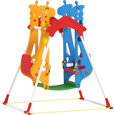 Balançoire Enfants 3-5 Ans Double Siège Face à Face 114x94x134.5cm