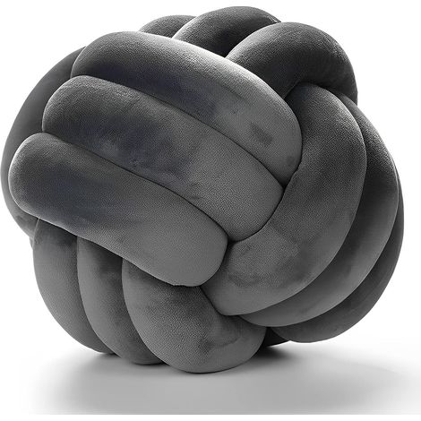 Coussin Boule Rond en Peluche, Oreiller Décoratif pour Chambre Enfant, Jouet Anti-Stress Apaisant, Gris Foncé, 22 cm, Housse Lavable (1/5)