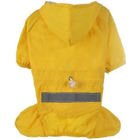 Impermeable para perros y gatos con capucha reflectante para cachorros y perros pequeños. Chaqueta impermeable para perros de malla suave y transpirable. Ropa para perros amarilla. (1/5)