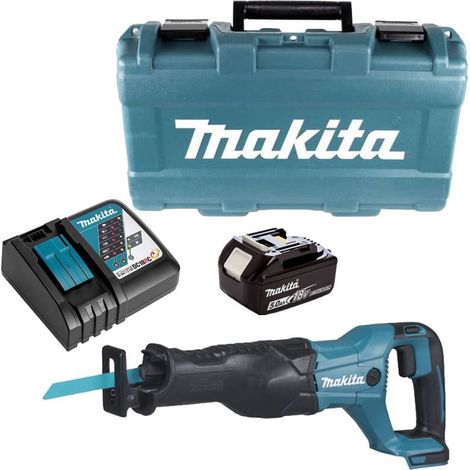 Makita – Scie sabre sans fil 18V avec batterie 5.0Ah – Technologie XPT pour environnements humides – Changement de lame sans outil – DJR186RT