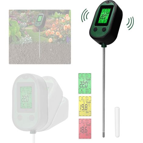 Testeur pH sol multifonction – pH/T°/lumière, haute précision, pour plantation jardin. (1/5)