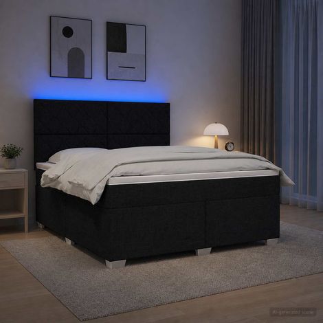 vidaXL Cama box spring con colchón Negro 140 x 190 cm Tela (1/5)