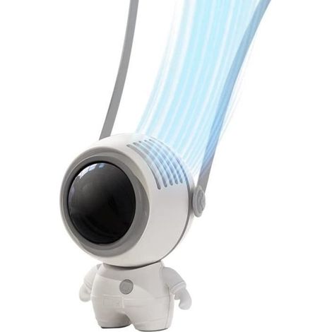 Mini-tragbarer, klingenloser Nackenventilator in Astronautenform - USB - Für den Einsatz im Freien, auf Reisen, beim Camping usw. (X414) (1/4)