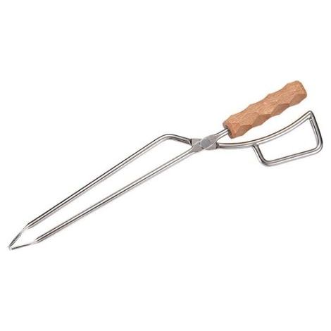 Pinces à Bûches Pinces à Cheminée en Acier Inoxydable avec Manche en Bois de Hêtre Accessoires Pince Coupe-Feu Résistante aux Hautes Températures pour L'extérieur(41.511.53cm) (1/4)