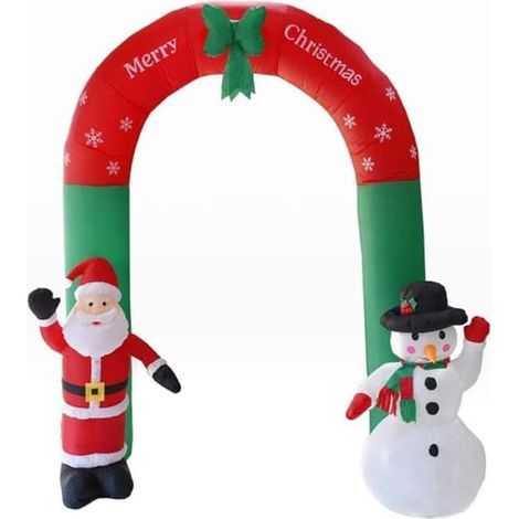 Décoration d'intérieur et d'extérieur avec Père Noël et bonhomme de neige, portail gonflable de Noël de qualité supérieure, facile à utiliser et sûr, éclairage LED attrayant (1/5)