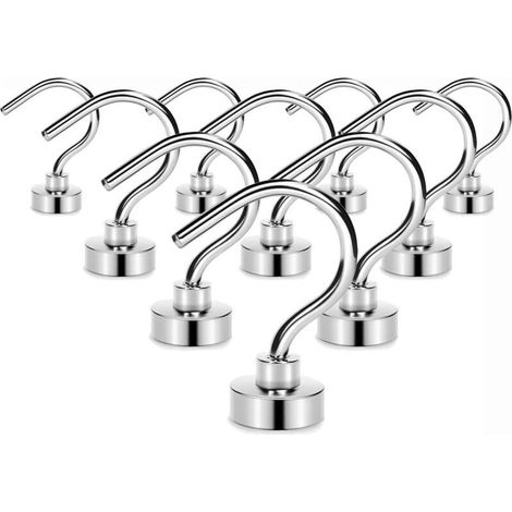 Crochet Magnetique - Aimant Terre Rare 3 kg - Pour Refrigerateur Cuisine Bureau Atelier - Lot de 10 (1/5)