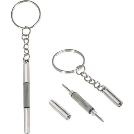 Tournevis Pour Lunettes - Embout Phillips Et Plat - Porte-Clés Compact - Métal Résistant - 1 Pièce (1/4)