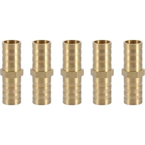 Connecteur Droit Barbelé, Adaptateur de Tuyau Droit Bidirectionnel Laiton Raccord de Tuyau Raccord de Jonction Tube Raccord 12mm(12mm 5pcs) (1/4)