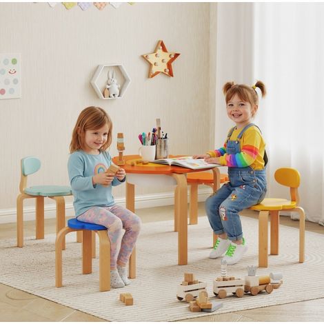 Mesa y sillas para niños de 5 piezas de madera multicolor DESVIAE (1/5)