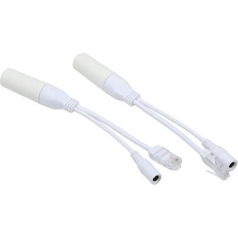 Passif pour Poe Splitter 12V DC Câble pour Caméra IP Extérieur Passif  et jouer, entrée/sortie 12 V DC, longueur 170 mm, construction en plastique métallique, compatible avec caméra IP (1/5)