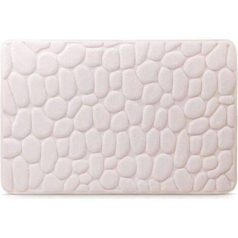 Tapis de bain antidérapant Tapis de bain, 100% microfibre, effet pierre, 50 x 80 cm - Crème (1/5)