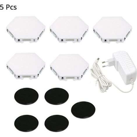 pièces lampe quantique modulaire lampe à LED éclairage tactile sensible hexagonale veilleuse lampes hexagonale applique murale (1/5)