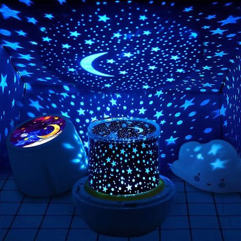 Sternennachtlicht mit Projektion, 360° drehbar, USB-betrieben, inklusive 5 Projektionsfolien, 3 Helligkeitsstufen, perfekt zur Dekoration eines Kinderzimmers und als zusätzliches (1/5)