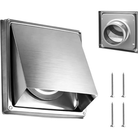 125 mm ventilation grille with protection, weather protection grille, stainless steel ventilation grille, suitable for external walls and exhaust pipes. (1/5)