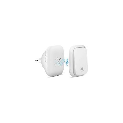 Blanc Sonnette Sans Fil, Sonnette Auto Alimentée Sans Batterie Requise Carillon de Porte Sans Fil, Bouton Poussoir étanche à 150m de Portée (1/5)