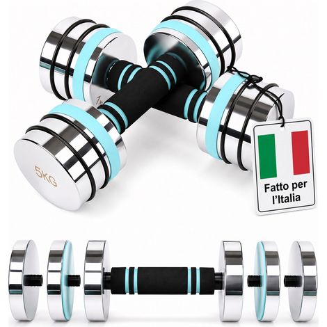 Relaxdays Manubri regolabili fino a 5 kg l'uno, impugnatura imbottita in EPE, neri per home gym (1/5)