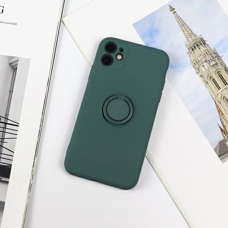 Funda de silicona con anillo Beline para iPhone 12 Pro Max, color verde. (1/3)