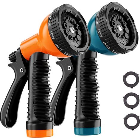 Pistolet d'arrosage pour tuyau d'arrosage : lot de 2, 10 jets d'arrosage différents, tête de tuyau robuste, accessoire pour tuyau d'arrosage (1/5)