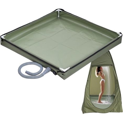 Faltbare Duschwanne – Tragbare Duschkabine – Für Camping und Wohnmobile – Intelligentes Abflusssystem – 80 x 80 x 10 cm – Grün (1/5)