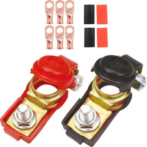 Borne de batterie avec connecteurs cuivre – 6 cosses à anneau – Pour batteries 12V, 24V, 48V – Démontage rapide véhicules bateaux (1/4)