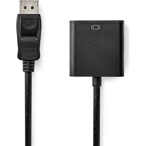 Adaptador displayport displayport macho vga hembra 15p 1080p niquelado 020m redondo negro caja