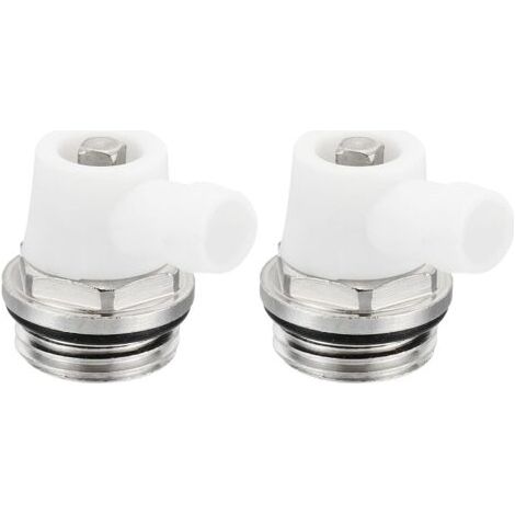 1/2" BSP manuelle Entlüftungsstopfen für Heizkörper, 2er-Pack, vernickeltes Messing, Entlüftungsstopfen mit langem Entlüftungsventil für Heizkörper, silberweiß