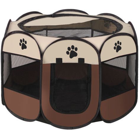 73x73x43cm Parc Chien Parc à Chiot Enclos pour Chiens Chats Lapins Pliable Utiliser à l'intérieur et à l'extérieur (café)
