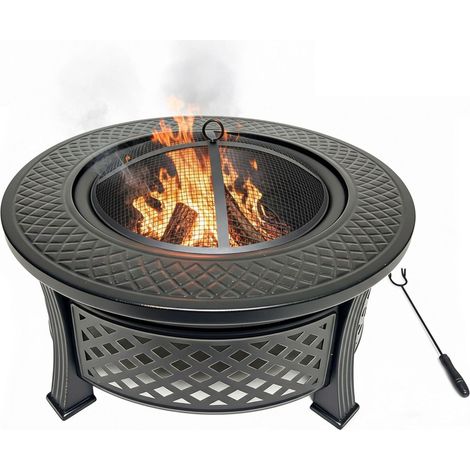 Feuerschale mit Grillrost und Funkenschutz, Stahl