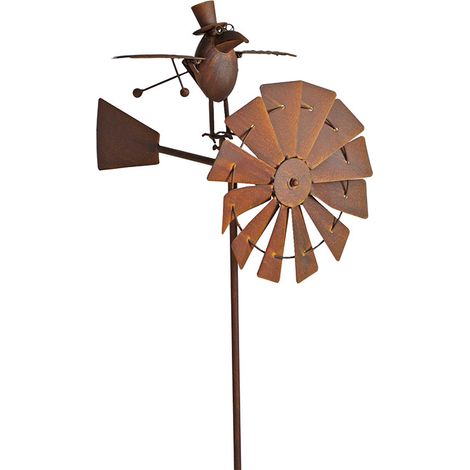 Girouette éolienne moulin jardin Birdy 42x58x150cm