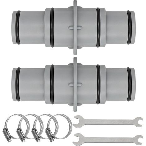 Poolschlauch Adapter 32 auf 38mm, 2 Stück Set mit Schlauchschellen