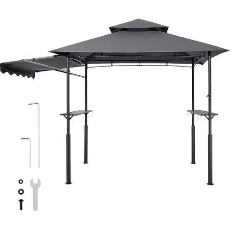Mophorn Gazebo per barbecue 243x150 cm, struttura da esterno con tettoia a doppio livello, copertura in acciaio verniciato a polvere, ideale per grigliate, feste e picnic in giardino