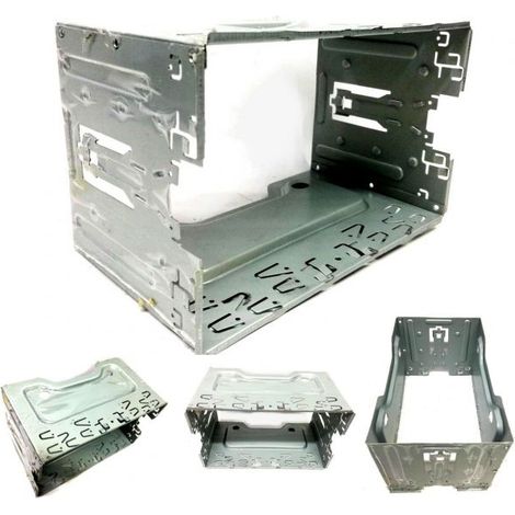 CARRELLO SLITTA GABBIA SUPPORTO AUTORADIO 2 DIN UNIVERSALE ALLUMINIO STEREO AUTO (1/4)