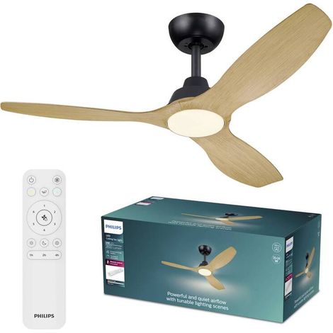 [NEUWERTIG] B-Ware Philips LED Deckenventilator Olas 35W Dimmbar mit Fernbedienung schwarz braun (1/2)