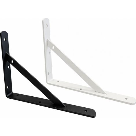 Support pour étagère avec renfort, noir 250 × 400 mm, support mural lourd en acier – LPP BA352SY Noir (1/4)