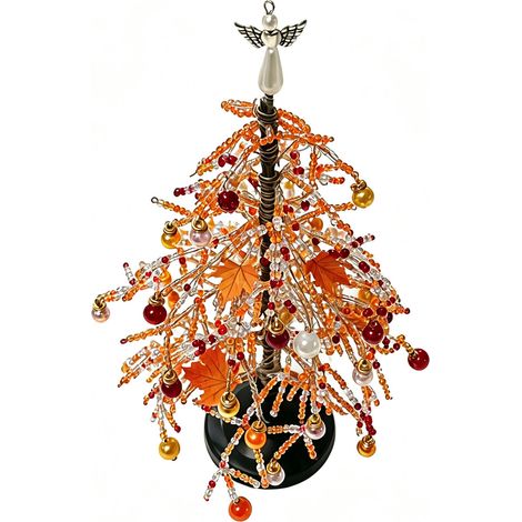 DIY-Weihnachtsbaum-Set mit Perlen, 28 x 15 cm, herbstliche Tischdekoration mit bunten Perlen, Metallrahmen und dekorativem Engel (1/2)