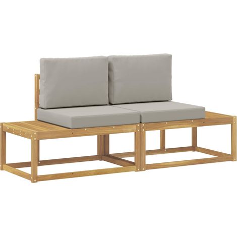 Outdoor End Sofa mit Kissen 2 Stück Weiß Massivholz Akazie vidaXL