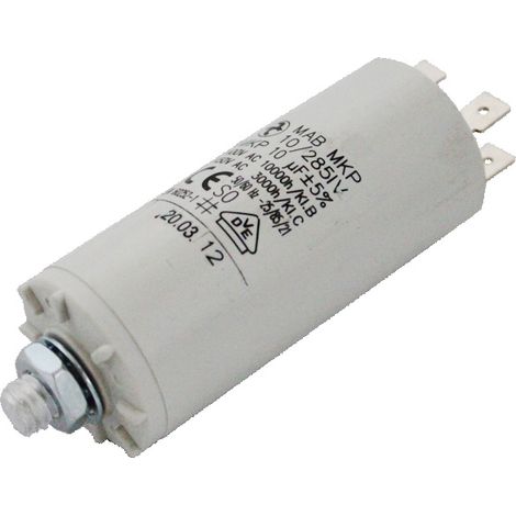 Condensateur universel 10 µF – Fixation M8 – Compatible moteurs électriques – Installation facile en parallèle