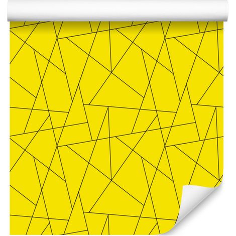 Carta da parati con motivo geometrico, sfondo giallo, centro giallo, 50x1000 cm (1/5)