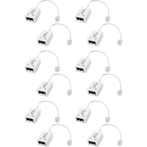 12 pièces DSL filtre Splitter ADSL Splitter pour Téléphone Line Male pour 2 Female RJ11 6P4C/6P2C Telephone Modem Convertisseur adaptateur (1/5)