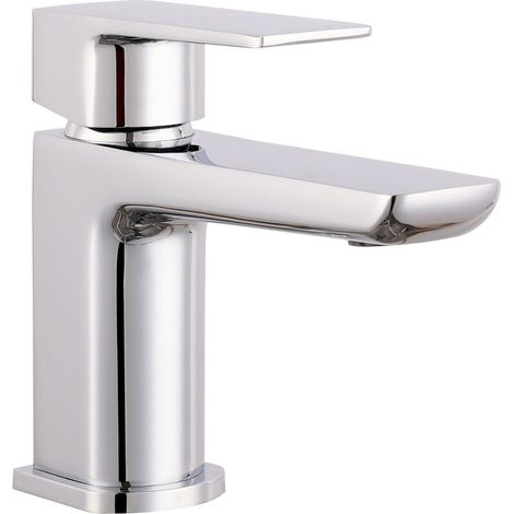 Balterley Bishton Contemporary Soft Square Single Lever Deck Mounted Mono Basin Mixer Tap with Push Button Waste, 160 x 50 x 152mm, Chrome (1/4)