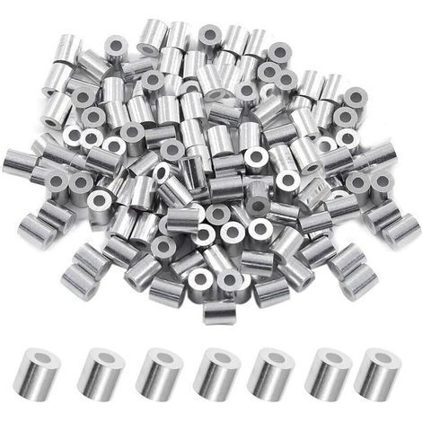 Lot de 200 manchons d'arrêt ronds pour câble en aluminium de diamètre M2,5 (2,5 mm). (1/4)