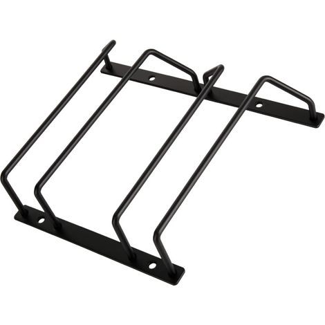 Portabicchieri da vino nero da 35 cm da appendere sotto i mobili, porta calici per bar, sala da pranzo, 2 file (1/4)
